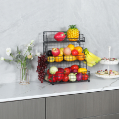 Hatahardware wholesale basket iron wire kitchen vegetable basket storage bin for food fruit sundries metal wire fruit basket with banana hanger