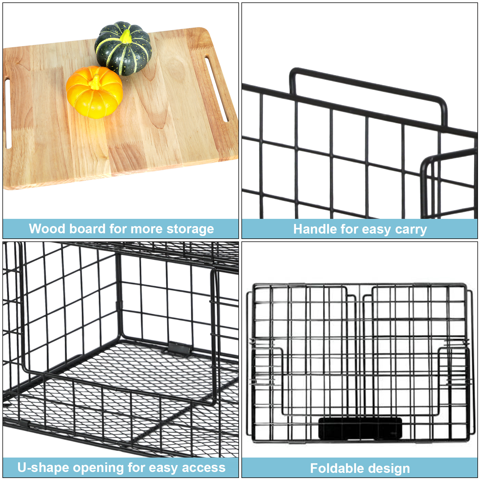 Hatahardware 2-tier countertop stainless steel kitchen vegetable metal fruit basket with cover