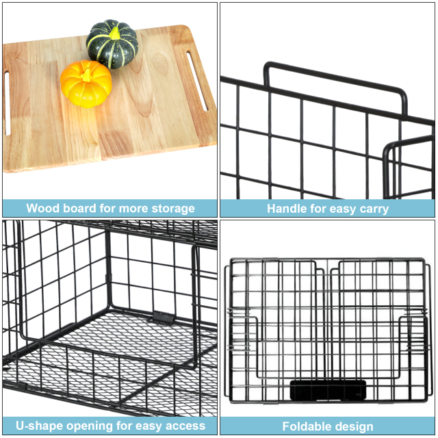 Hatahardware 2-tier countertop stainless steel kitchen vegetable metal fruit basket with cover