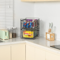 2-Tier Sliding Closet Organizers and Storage  Drawer for Clothes Toys Snacks