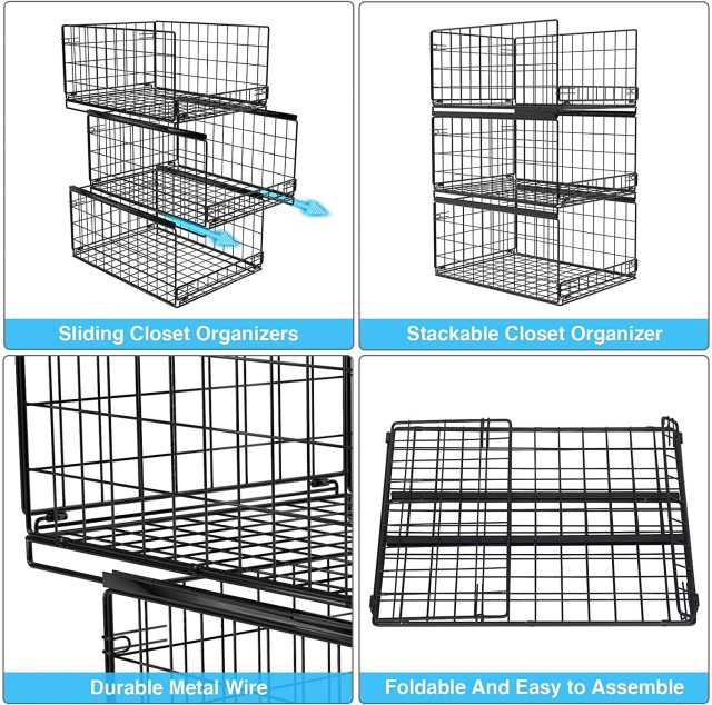 3-tier Sliding Countertop Closet Organizers and Drawer Storage Shelves