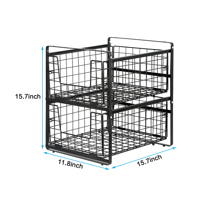 2-Tier Sliding Closet Organizers and Storage  Drawer for Clothes Toys Snacks