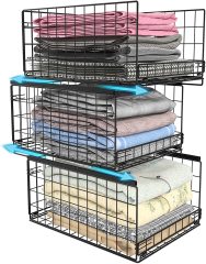 3-tier Sliding Countertop Closet Organizers and Drawer Storage Shelves