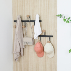 Wall Mounted Coat Rack with Metal and Wooden Hooks Detachable DIY 1/2/3-Section display Hat Rack for living room bedroom storage