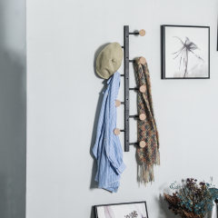 Wall Mounted Coat Rack with Metal and Wooden Hooks Detachable DIY 1/2/3-Section display Hat Rack for living room bedroom storage