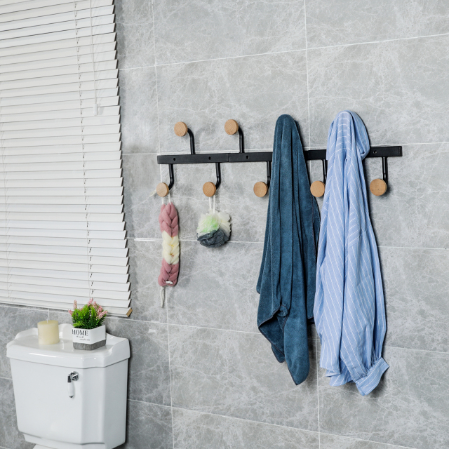 Wall Mounted Coat Rack with Metal and Wooden Hooks Detachable DIY 1/2/3-Section display Hat Rack for living room bedroom storage