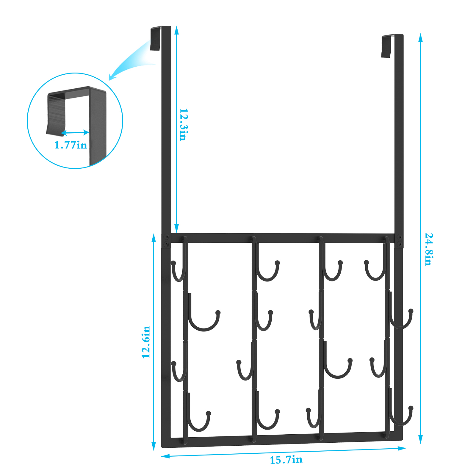 Rotating Hooks Over Door, Over The Door Hangers  with 16 Hooks