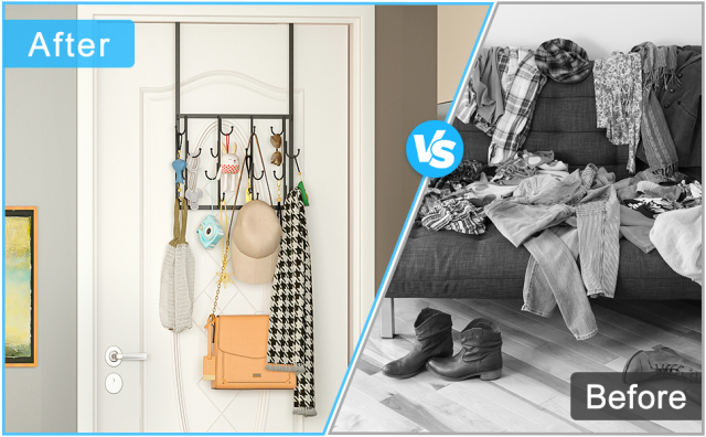 Rotating Hooks Over Door, Over The Door Hangers  with 16 Hooks