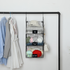 Hatahardware 3 Tier Foldable Closet Hanging Organizer with Name Plate and 5 S Hooks,