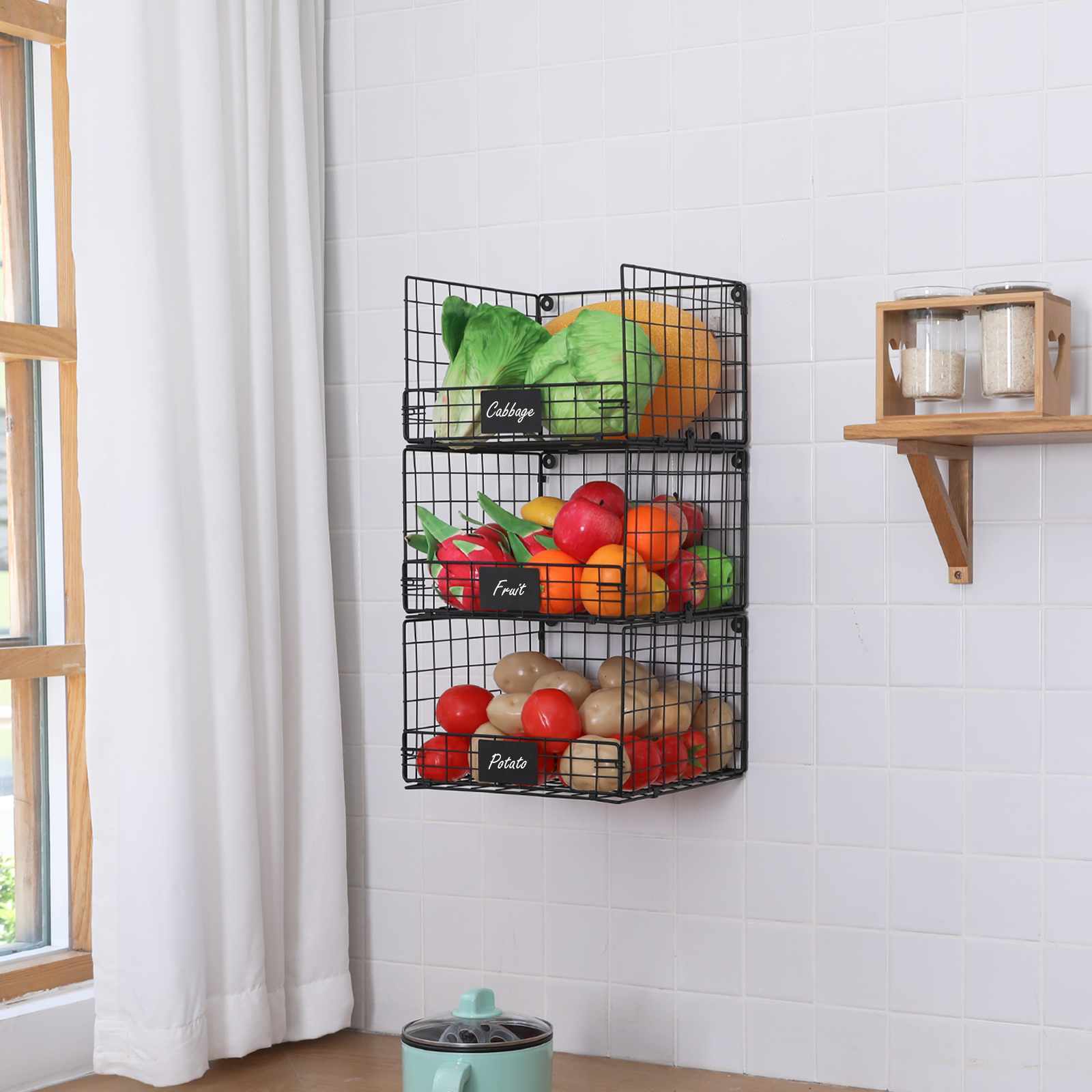 Hatahardware 3 Tier Foldable Closet Hanging Organizer with Name Plate and 5 S Hooks,