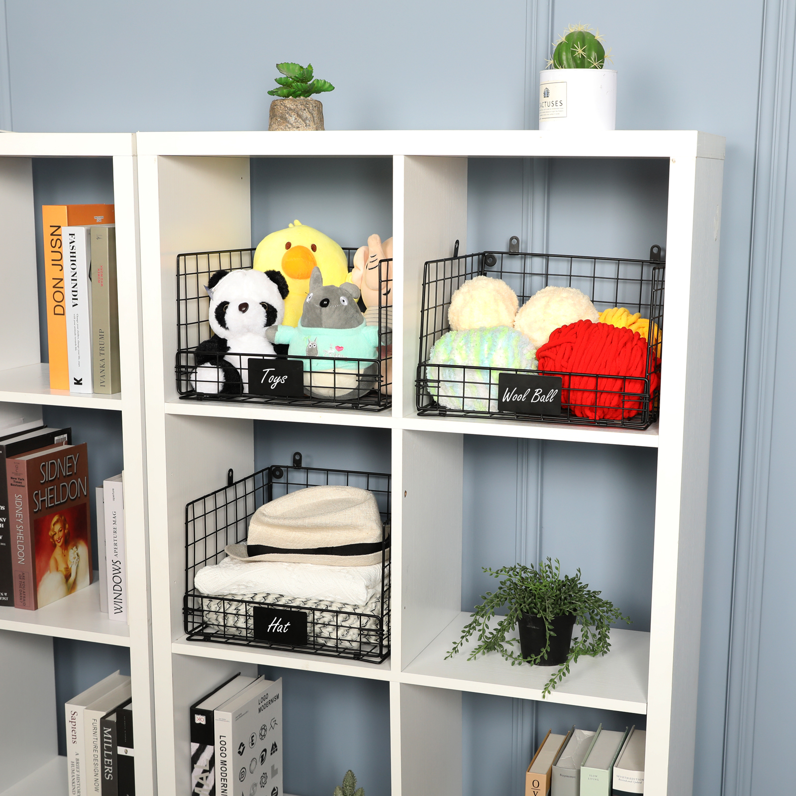 Hatahardware 3 Tier Foldable Closet Hanging Organizer with Name Plate and 5 S Hooks,