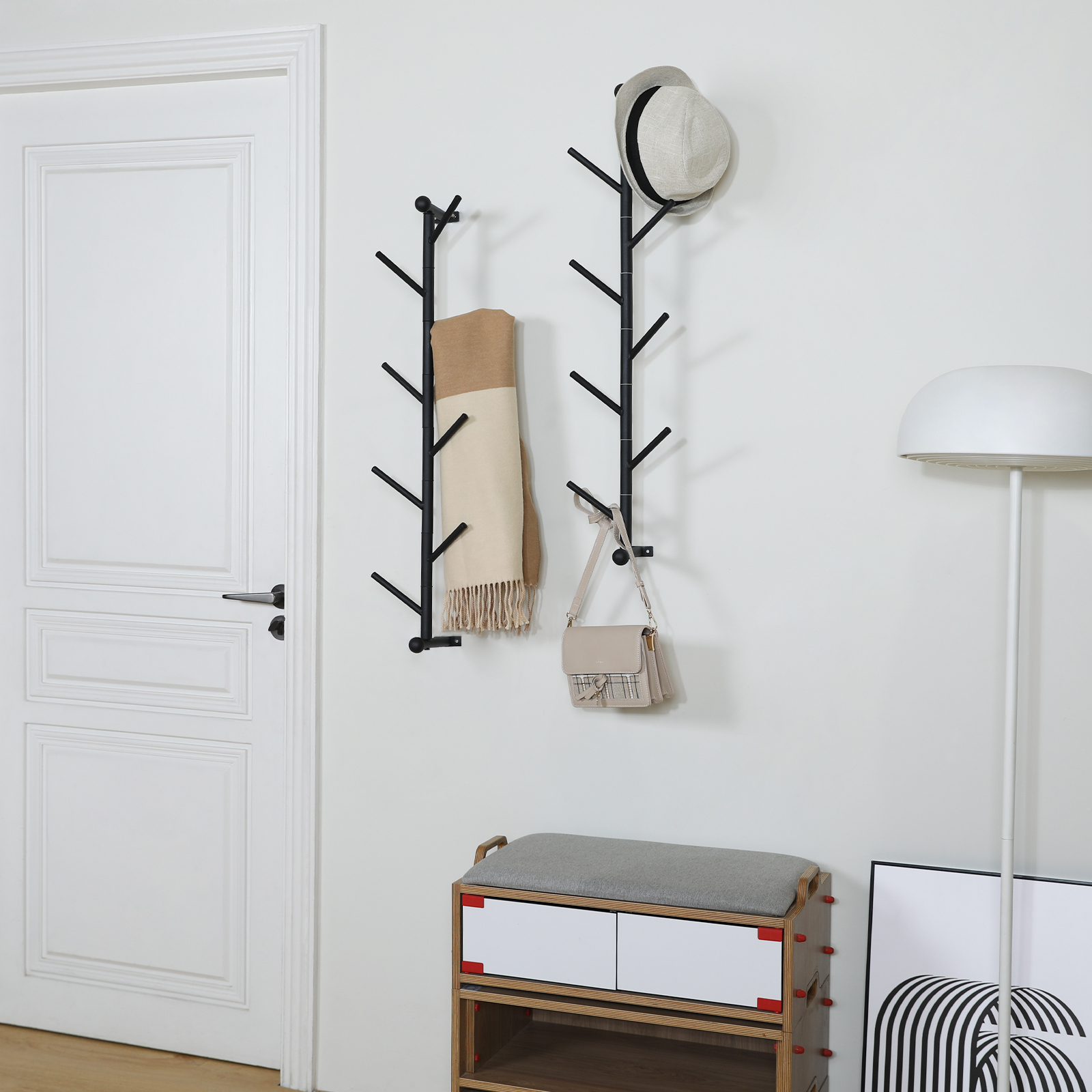 2 Pack Vertical Wall Mounted Metal Hat Coat Rack for bedroom livingroom