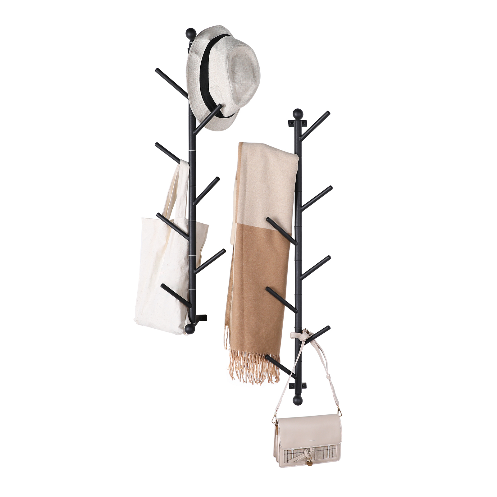 2 Pack Vertical Wall Mounted Metal Hat Coat Rack for bedroom livingroom