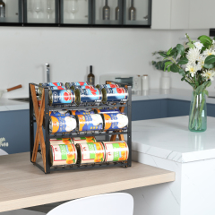2024 New Style Stackable Wood Metal Soda 3 Tier Collapsible Can Dispenser Storage Organizer Holder Rack