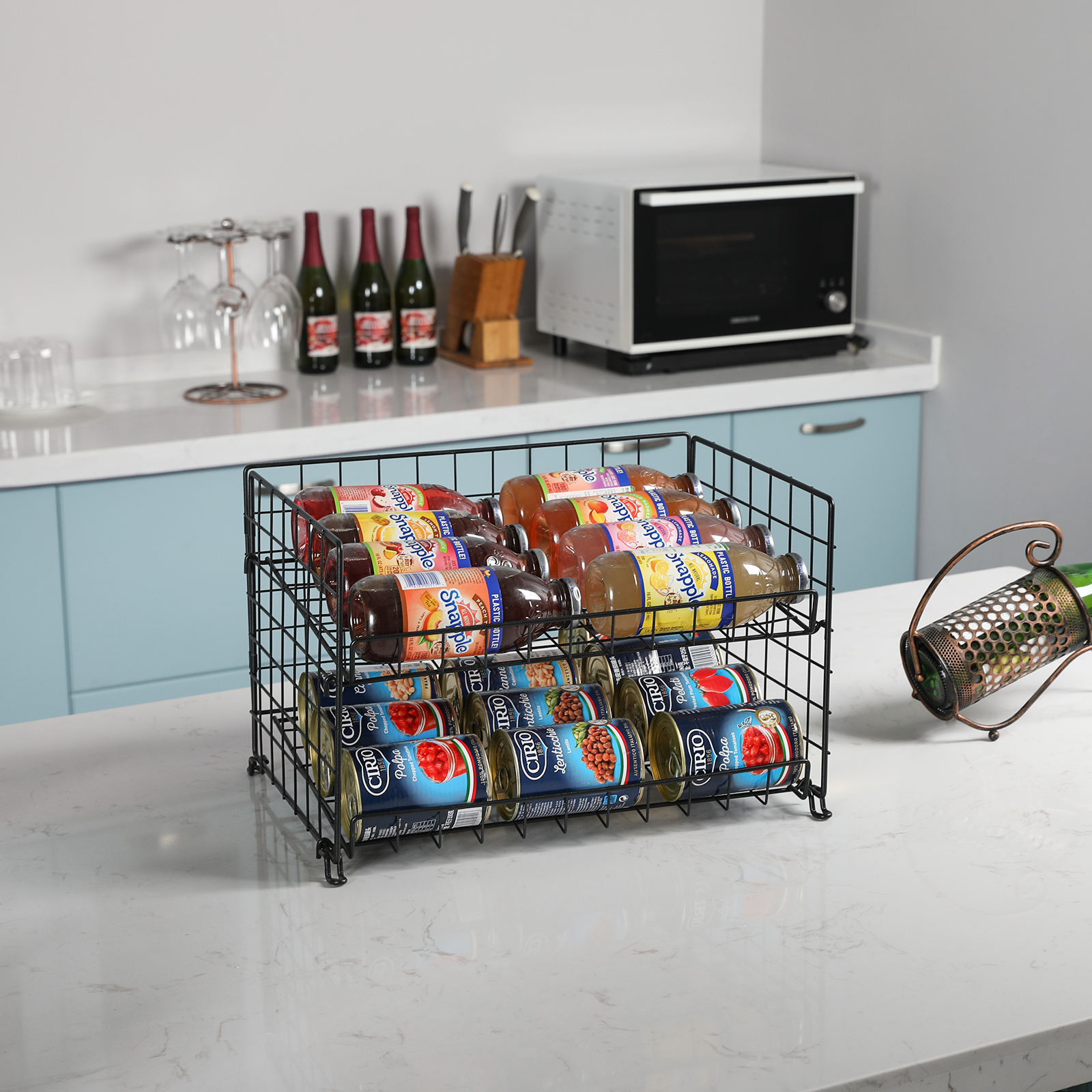 2023 New Prodcut Kitchen Drink Cans Display Stackable Metal 3 Tier Can Dispenser Rack Organizer For Pantry Rack