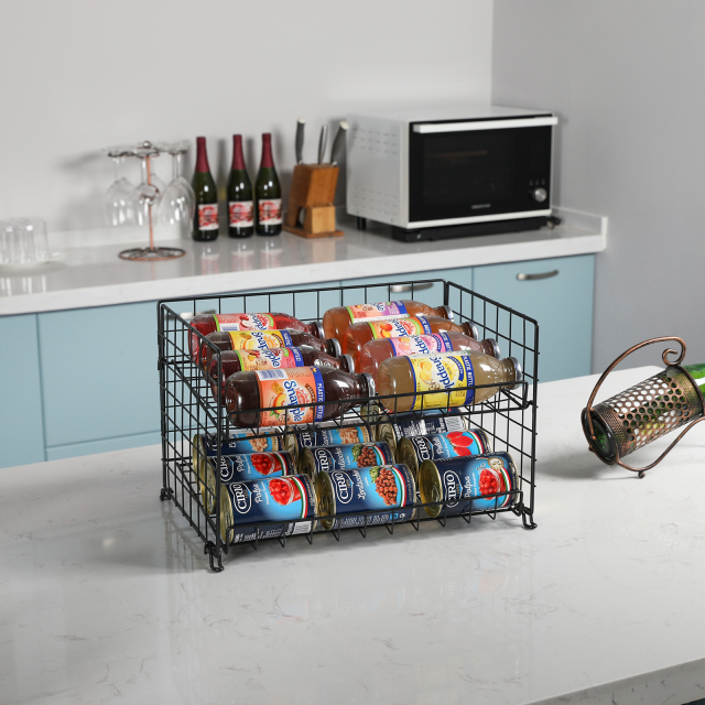 2023 New Prodcut Kitchen Drink Cans Display Stackable Metal 3 Tier Can Dispenser Rack Organizer For Pantry Rack