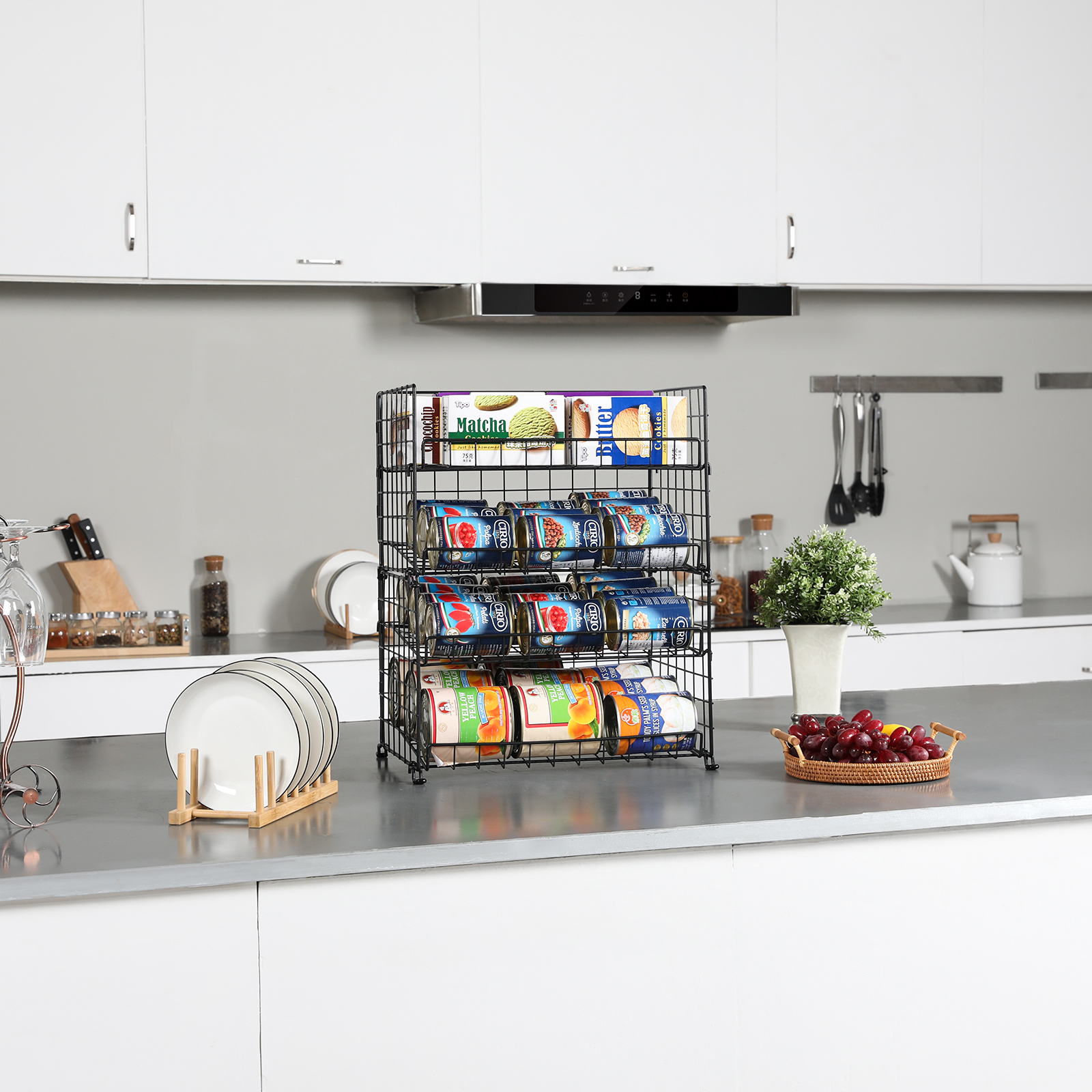 2023 New Prodcut Kitchen Drink Cans Display Stackable Metal 3 Tier Can Dispenser Rack Organizer For Pantry Rack