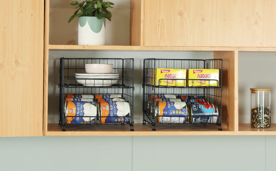 High Quality Drink Cans Display Adjustable Can Dispenser 4 Tiers Stackable Can Rack Organizer
