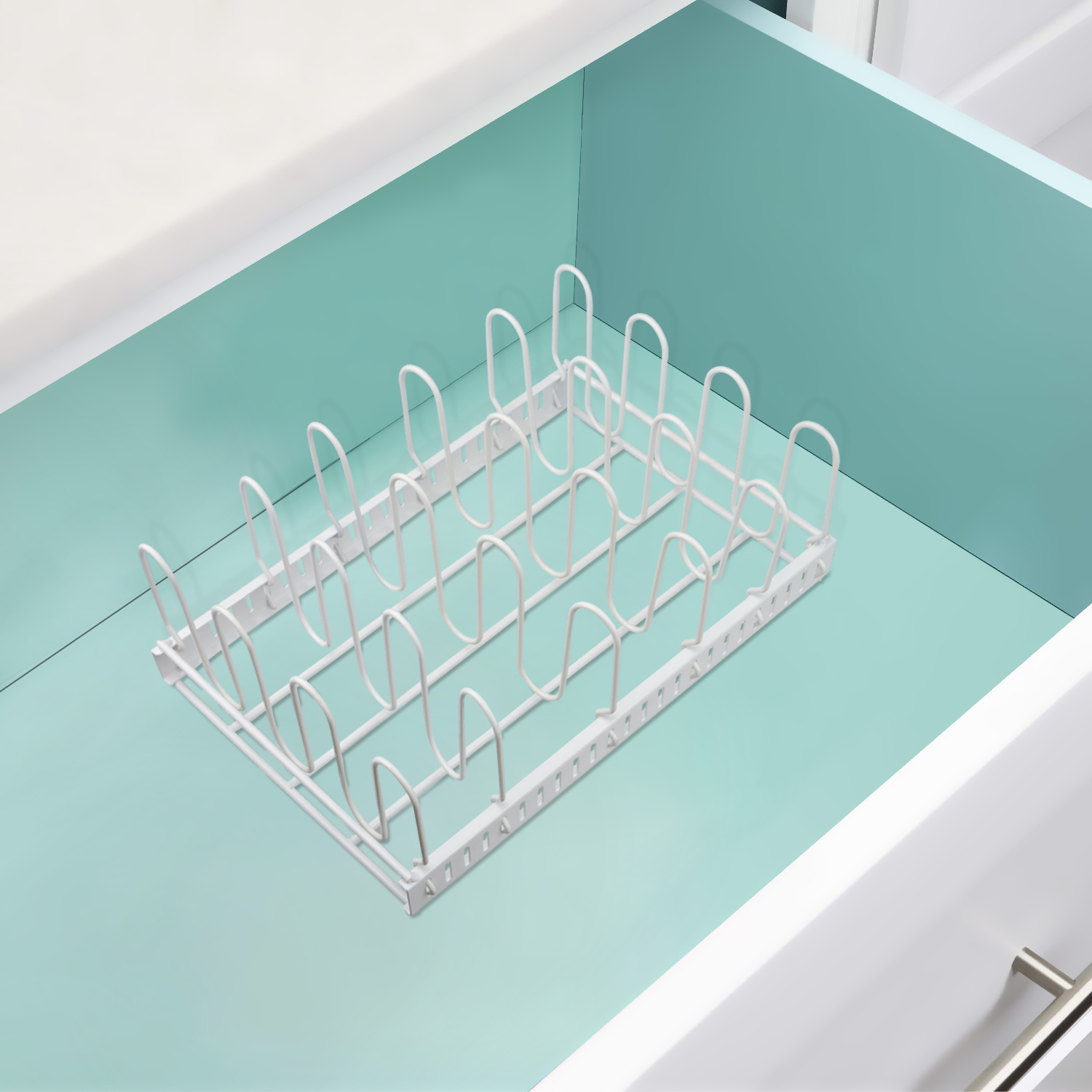 Large Capacity Adjustable 10 Dividers Detachable Lid Organizer Rack For Cabinets Cupboards Pantry Shelves