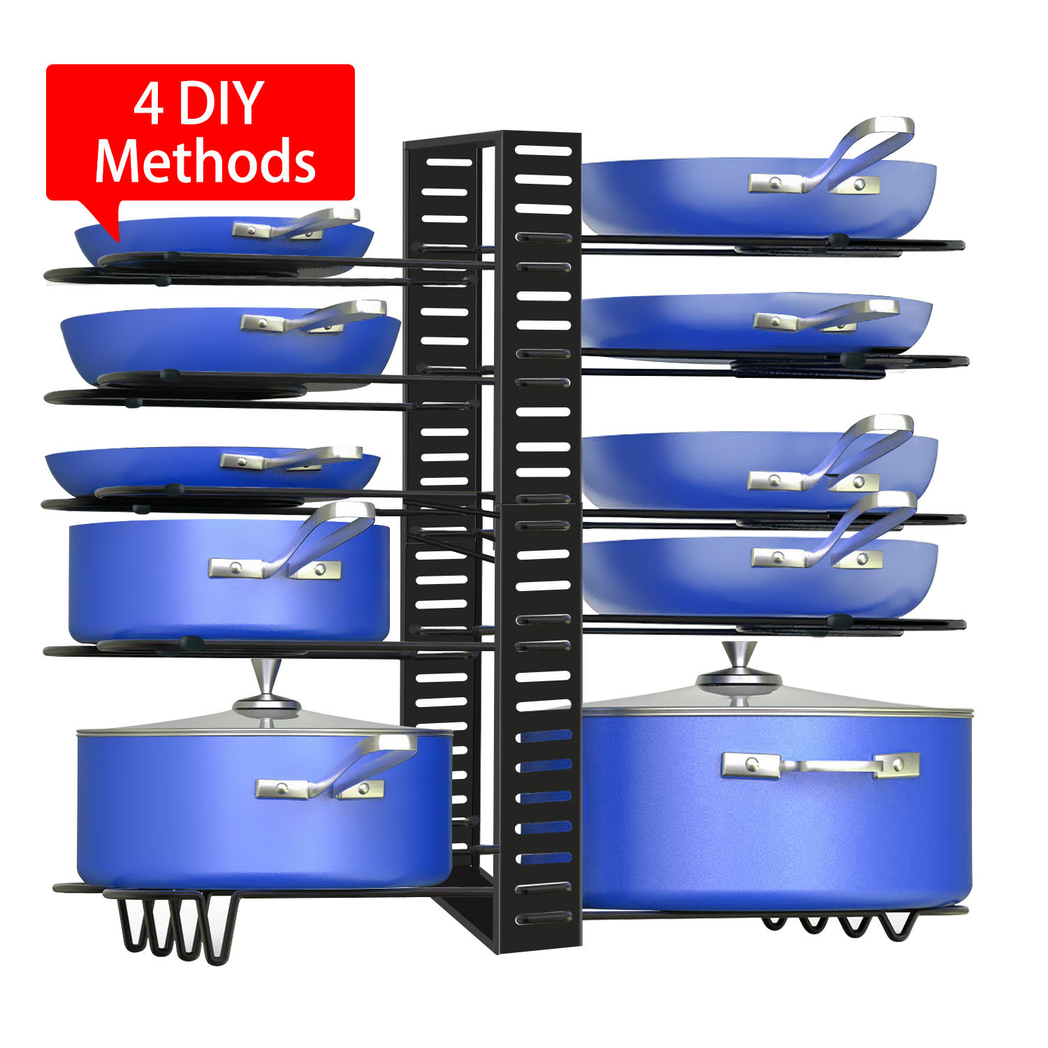 2023 New Products Kitchen Cabinet Pot Organizer And Storage Adjustable Pot Organizer Rack For Cupboard