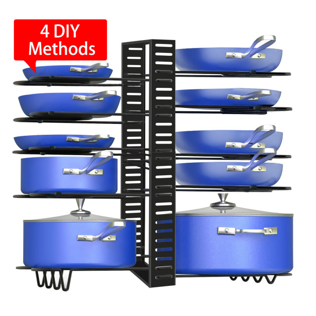 2023 New Products Kitchen Cabinet Pot Organizer And Storage Adjustable Pot Organizer Rack For Cupboard