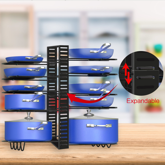 2023 New Products Kitchen Cabinet Pot Organizer And Storage Adjustable Pot Organizer Rack For Cupboard