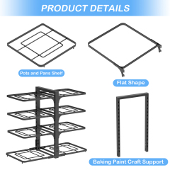 Multifunction Cleaning Kitchen Adjustable Cooking 4 Tiers Metal Standing Pot And Pan Lid Storage Organizer Rack For Cabinet