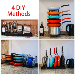 2023 New Products Kitchen Cabinet Pot Organizer And Storage Adjustable Pot Organizer Rack For Cupboard