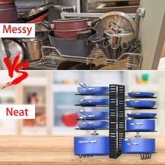 2023 New Products Kitchen Cabinet Pot Organizer And Storage Adjustable Pot Organizer Rack For Cupboard
