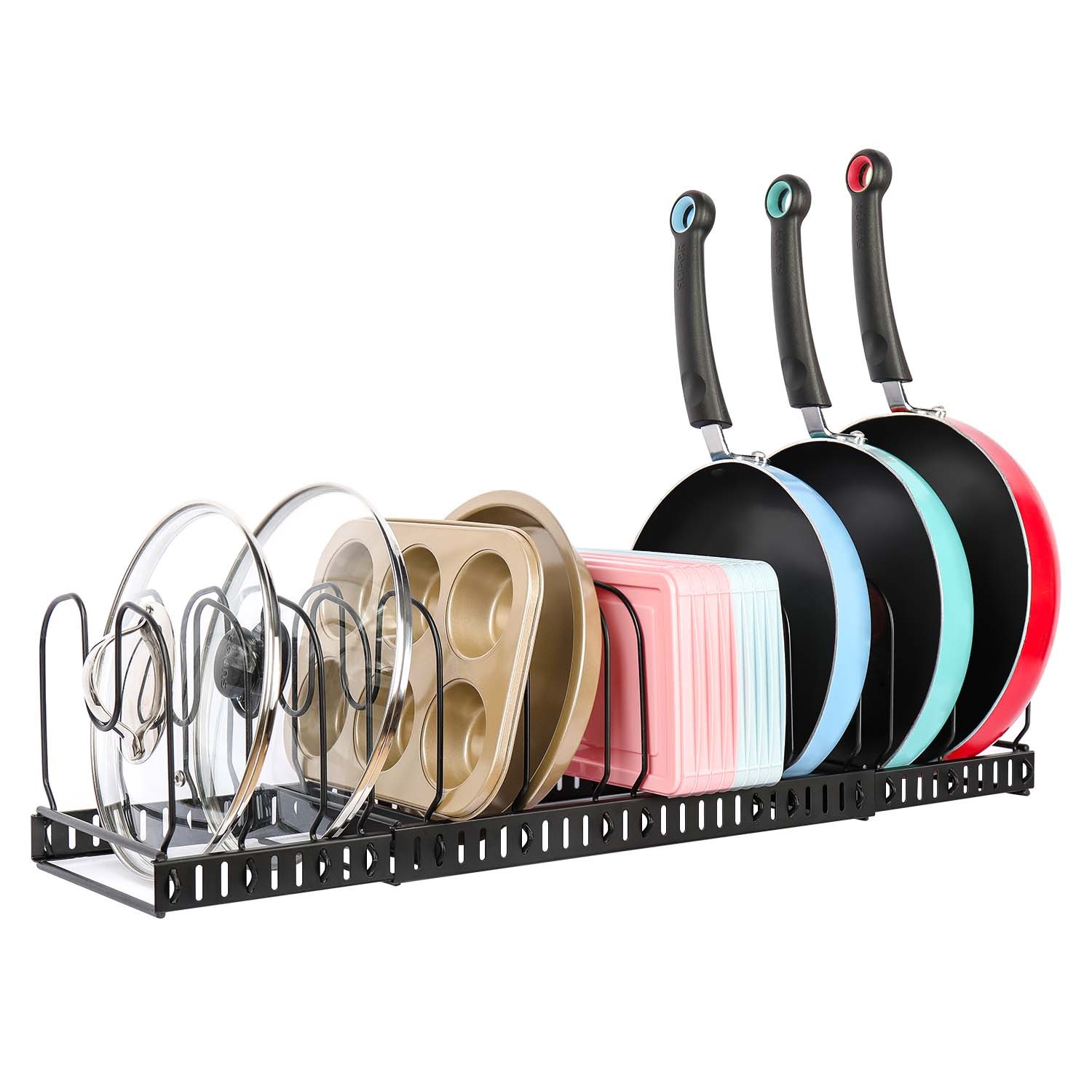 Hot Selling Adjustable Expandable Kitchen Pans And Foldable Pot Lid Organizer Rack Holder Double Sided