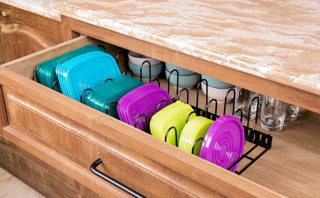 Wholesale Home Kitchen Cabinets Expandable Food Storage Container Lid Rack Organizer For Plastic Lids