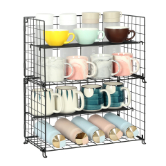 2023 New Arrival Kitchen Storage Cabinet Adjustable Metal 4 Tiers Detachable Mug Coffee Cup Shelf Holder Rack Organizer