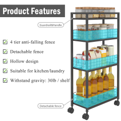Home Kitchen Multifunctional Detachable Four Layer Narrow Storage Cart Kitchen Food Rolling Storages Utility Cart
