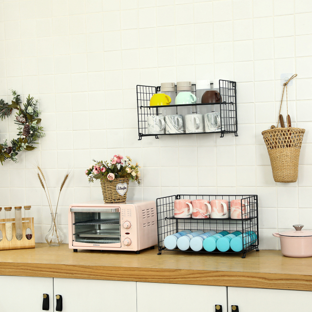 2023 New Arrival Kitchen Storage Cabinet Adjustable Metal 4 Tiers Detachable Mug Coffee Cup Shelf Holder Rack Organizer