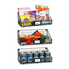 New Arrival Competitive Price House Bathroom Vegetable Fruit 3 Sets Small Metal Black Wire Wall Mounted Hanging Storage Basket