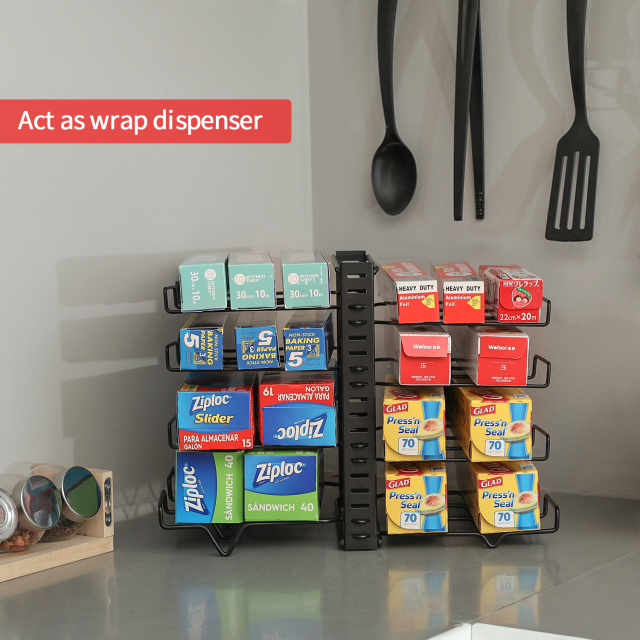 New Arrival Reasonable Price Multifunctional Home Racks Metal Kitchen Cling Wrap Storage Rack Organizer