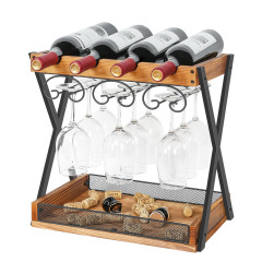Wholesale Custom Modern Countertop Display Tabletop Wooden Wine Bottle Storage Racks
