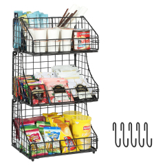 2023 New Style Home Office Portable Storage Basket Rack Desktop Foldable 3 Tier Stackable Tea Bag Organizer