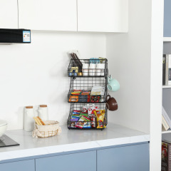 2023 New Style Home Office Portable Storage Basket Rack Desktop Foldable 3 Tier Stackable Tea Bag Organizer
