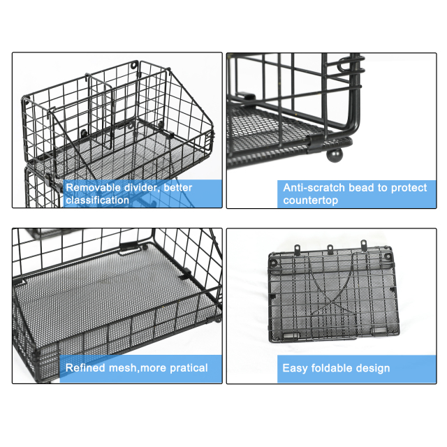2023 New Style Home Office Portable Storage Basket Rack Desktop Foldable 3 Tier Stackable Tea Bag Organizer