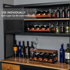 New Product Decorative Modern Stackable Floor Standing 3 Tiers Wooden Metal Red Wine Rack Freestanding