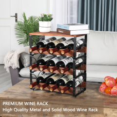 New Product Decorative Modern Stackable Floor Standing 3 Tiers Wooden Metal Red Wine Rack Freestanding