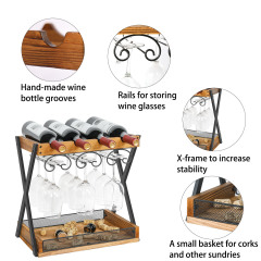 Wholesale Custom Modern Countertop Display Tabletop Wooden Wine Bottle Storage Racks