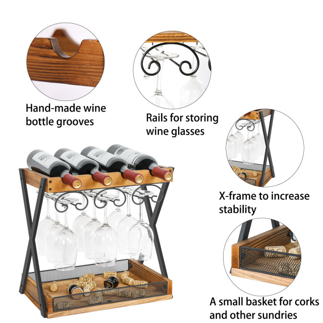 Wholesale Custom Modern Countertop Display Tabletop Wooden Wine Bottle Storage Racks