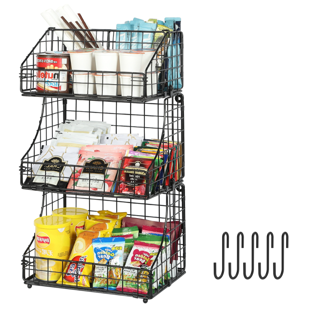 2023 New Style Home Office Portable Storage Basket Rack Desktop Foldable 3 Tier Stackable Tea Bag Organizer