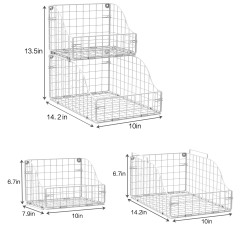 2 Layer Multipurpose Foldable And Stackable Kitchen White 2 Tier Metal Iron Wire Potato Onion Vegetable Fruit Storage Basket
