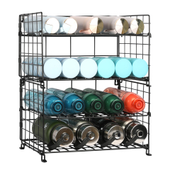 Adjustable Water Bottle Organizer 4 Tier Wall Mounted Water Bottle Holder