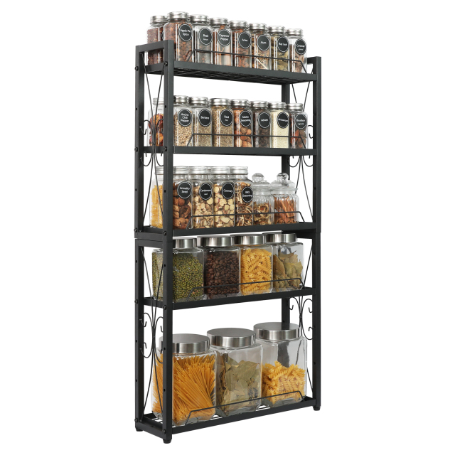 5 Tier Height-Adjustable Wall Mount or Counter-top Spice Shelf Storage for Kitchen Pantry Cabinet Spice Rack Organizer
