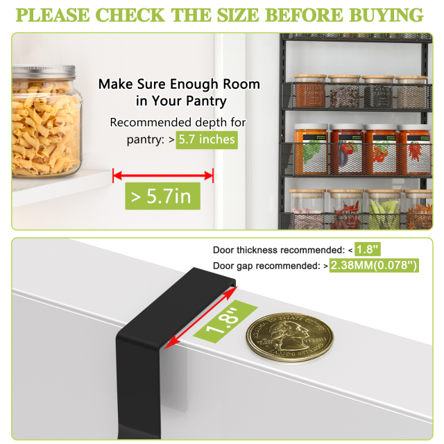 6-Tier Over The Door Pantry Organizer 6-Tier Adjustable Tiers Hanging & Wall Mount Spice Rack