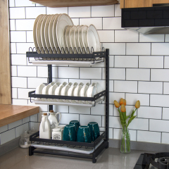 Dish Drying Rack Stainless Steel Dish Drainer with Drainboard Utensil Holder